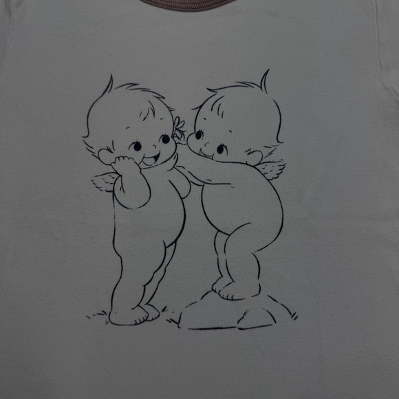 John Galt Ringer T Shirt Women's One Size ( Fits M ) White Angel Graphic Tee - Picture 3 of 7